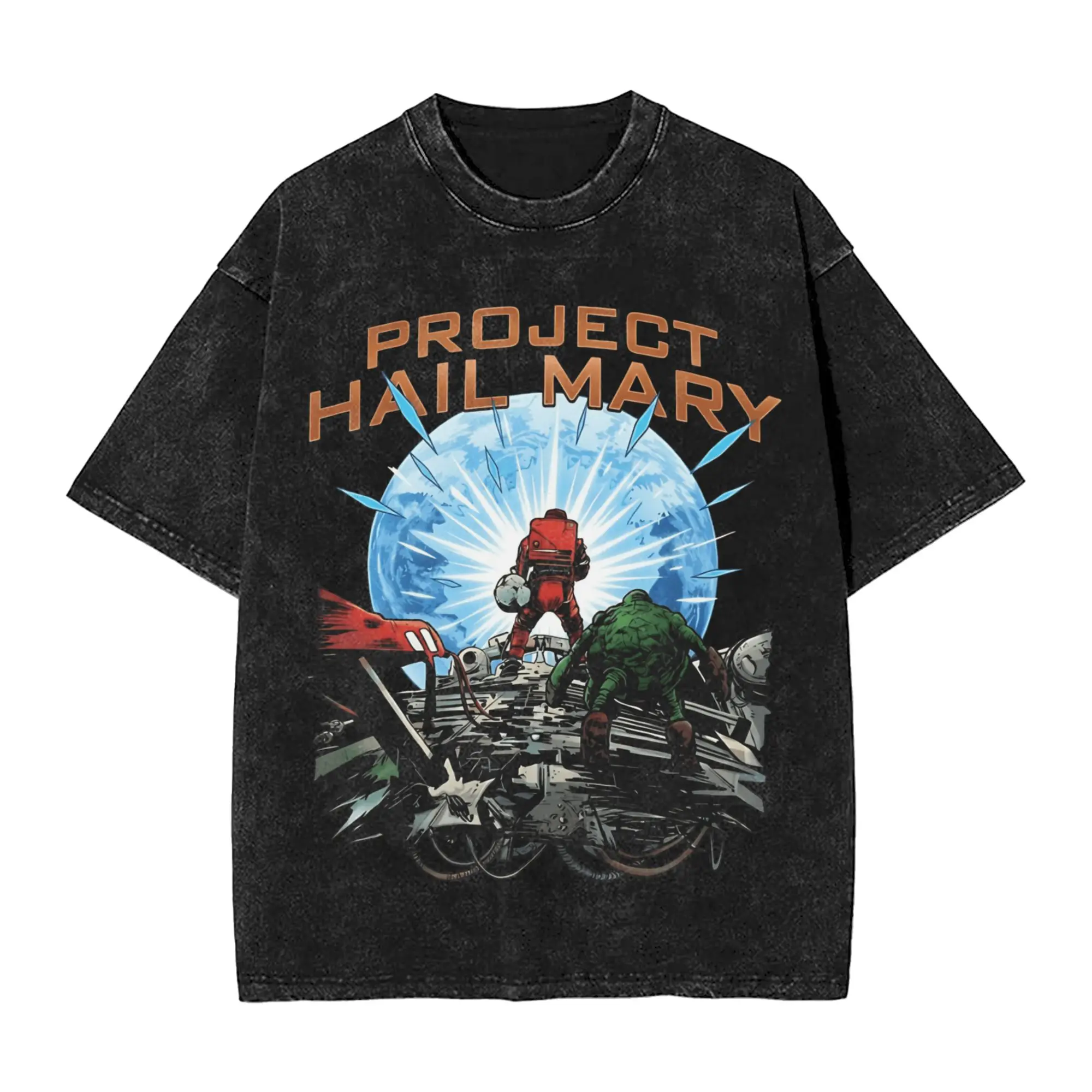 Project Hail Mary Sci Fi Graphic Men T Shirts Washed  Hipster Tee Shirt Short Sleeve Crew Neck T-Shirt Cotton Gift Idea Clothing