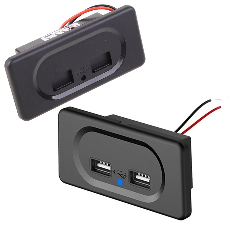 Car Socket Dual USB Ports Fast Car Power Adapter Outlet for Motorcycle RV Truck 3.1A 12V