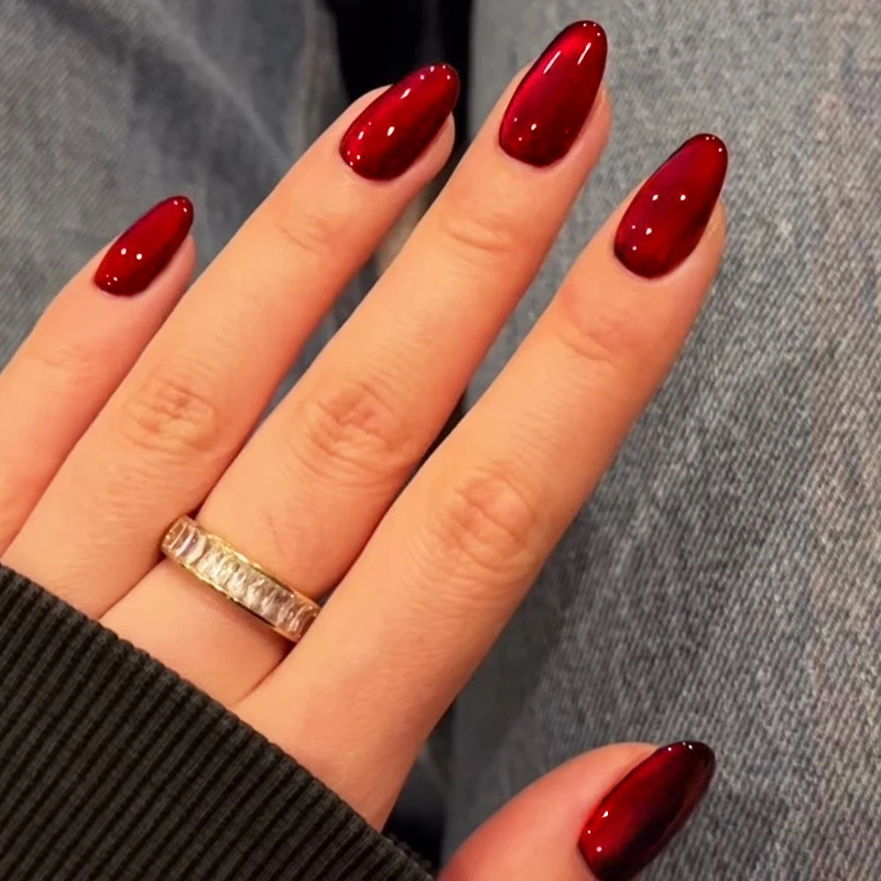 24 teile/satz Künstliche Nägel Cat Eye Französisch Tipps Dekoration Faux Drücken Sie Auf Falsche Nagel Glitter Tragbare Acryl Set Drücken Sie auf Nagel Tipps