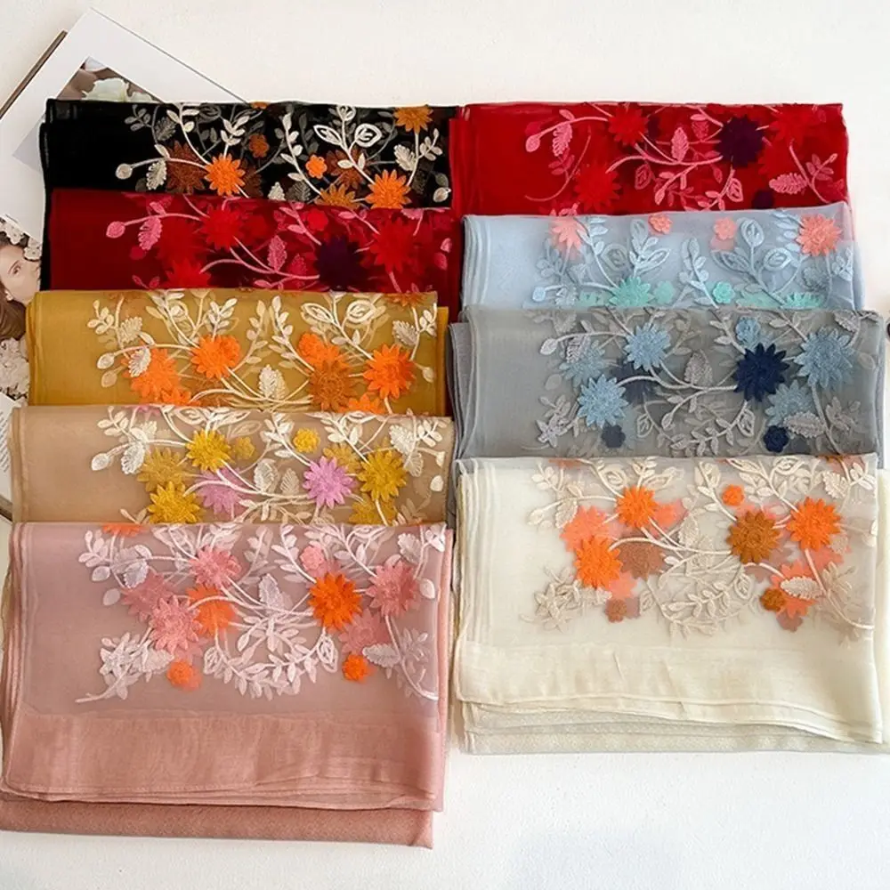 

Модный шелковый шарф с имитацией шелкового шарфа с вышивкой, элегантный шарф, накидки, шали для женщин