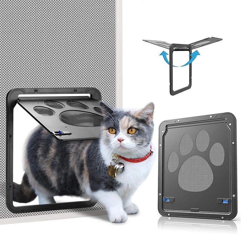 Imagem -02 - Bloqueável Pet Screen Door Puppy Safety Magnetic Flap Cão Gato Interior Entrada Livre Portão de Saída para Cães Grandes Médios