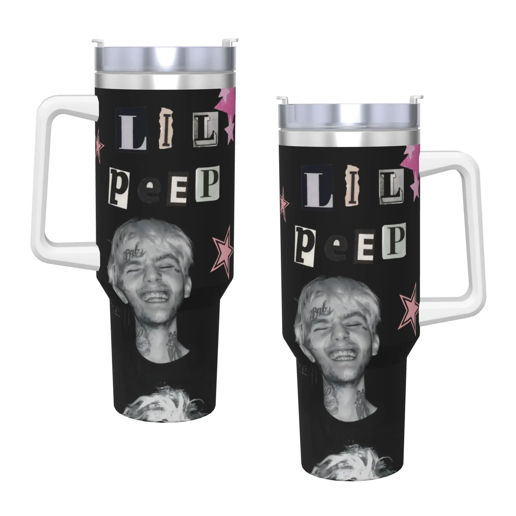 Lil Peep Cool Rapper Tumbler Vacuum Insulated  Thermal Cup with Lid Straw Office Home Mugs Water Bottle 40oz