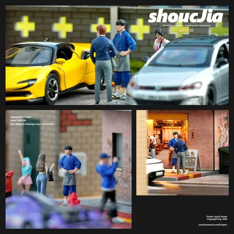 1:64 Anime chef Mini Doll Figure Model miniature Photography props Scene Model DIY Sand table landscaping ornament Gift