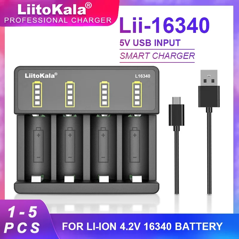 1-5PCS LiitoKala Lii-L16340 Rechargeable Battery Charger 4Slot For 3.7V CR123A CR17335 100% Original