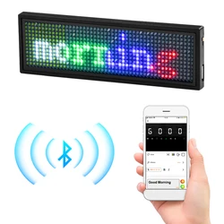 Fully New Bluetooth LED Name Badge DIY Programmable Scrolling Message Board Mini LED Display HD Text Digits Pattern Display