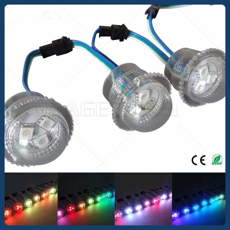 10/20PCS Diameter 26mm Transparent Milky Cover LED Module DC12V WS2811 led pixel Point Light 3leds 5050 SMD RGB Waterproof IP67