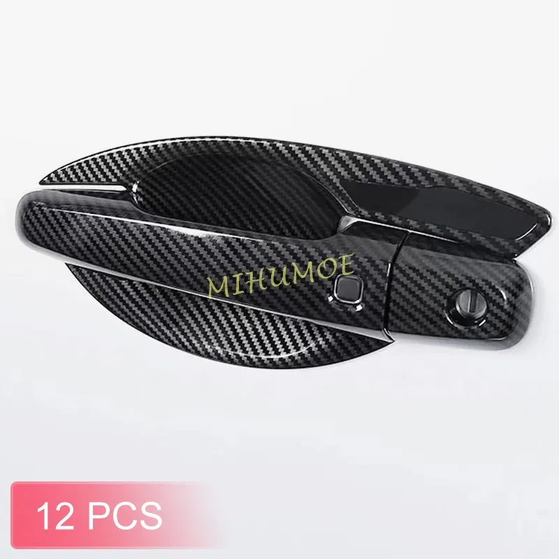

For 2016-2025 Mitsubishi Pajero Montero Sport MK3 Carbon Fiber Car Door Handle Strip Cover + Sourround Trim w/ Keyless 2024 2023