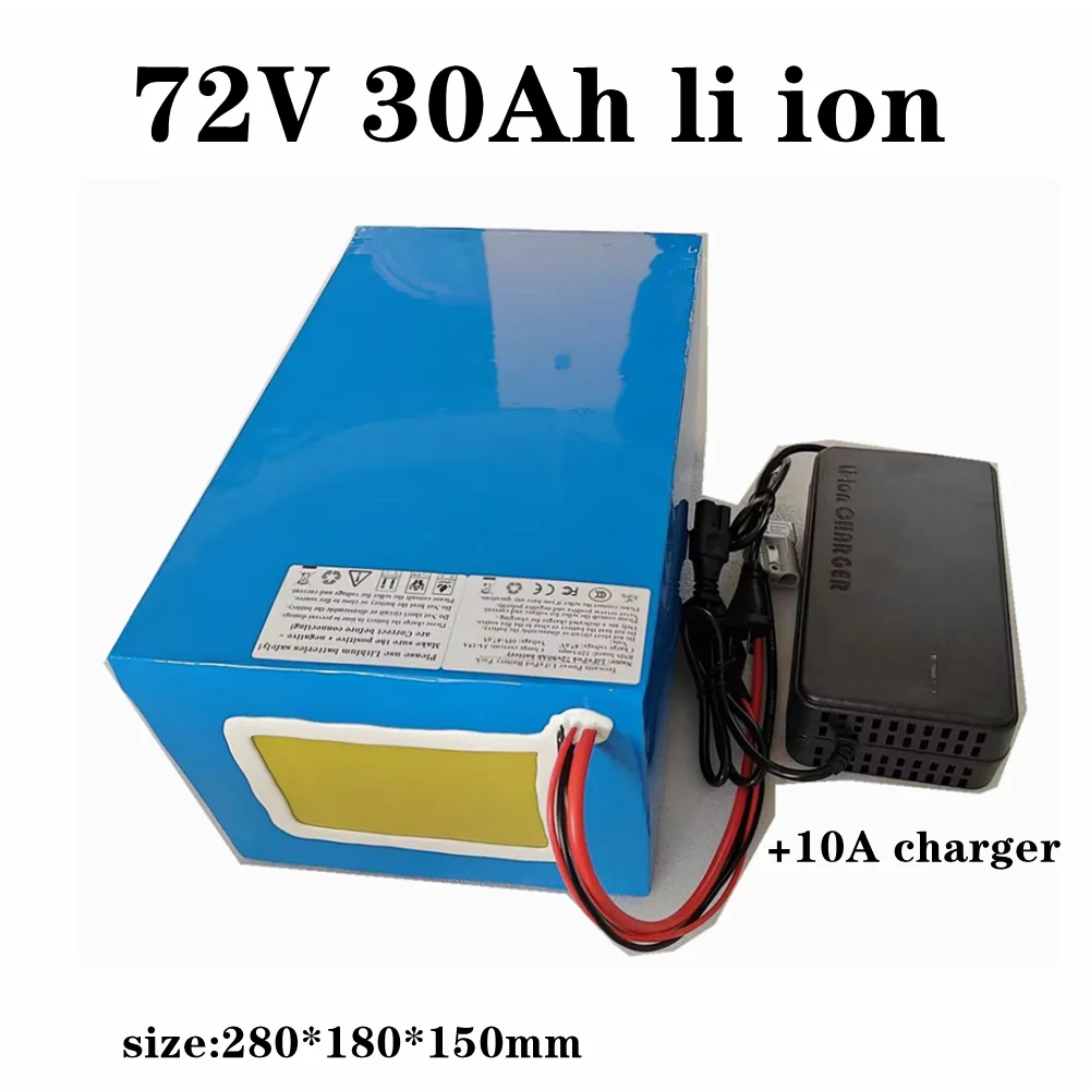 72v 30Ah lithium ion battery li ion BMS for bike 3500w 3500w motor Vehicle tricycle scooters Go Cart skateboad +10A charger