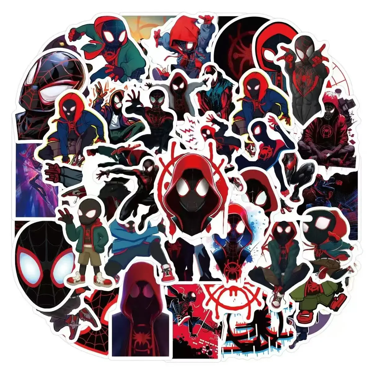 53 قطعة من ملصقات الكتابة على الجدران الكرتونية العصرية الرجل العنكبوت - شارات مقاومة للماء وقابلة للإزالة لحقيبة الكمبيوتر المحمول والجيتار والهاتف ولوح التزلج
