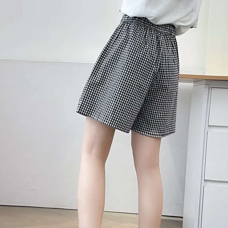 100 كجم حجم كبير السراويل النسائية الطازجة الرباط منقوشة واسعة الساق السراويل الساخنة نمط الصيف الجديد 2549