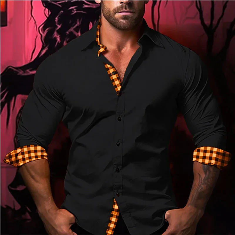 Men\'s lapel shirt Button Luxury Party Casual Party Tiger Eagle HD Pattern plaid stripes Fashion Sport Comfortable soft top