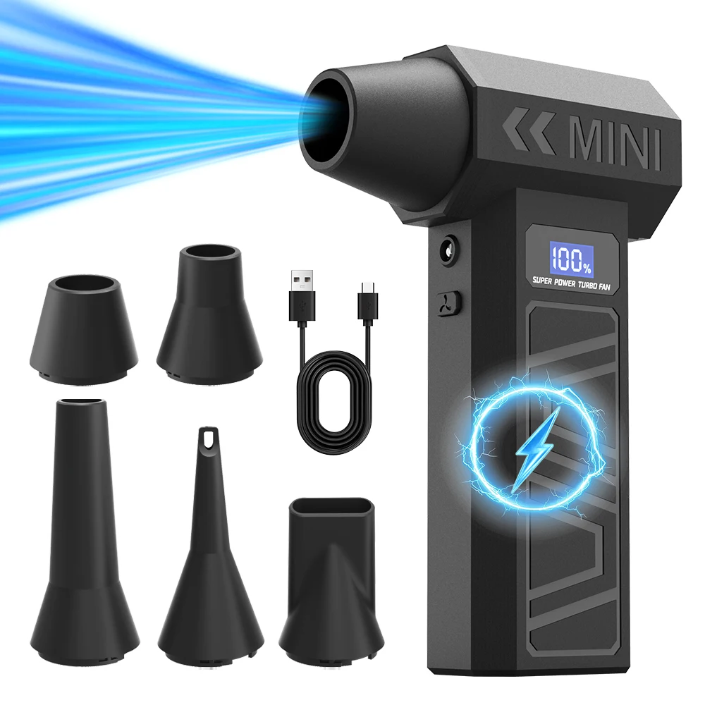 990000RPM X3T Luftgebläse 4-Gang Einstellbares Bürstenloses Turbo-Gebläse Mit LED-Licht Batterieanzeige Kabelloses Druckluft-Reinigungsgerät