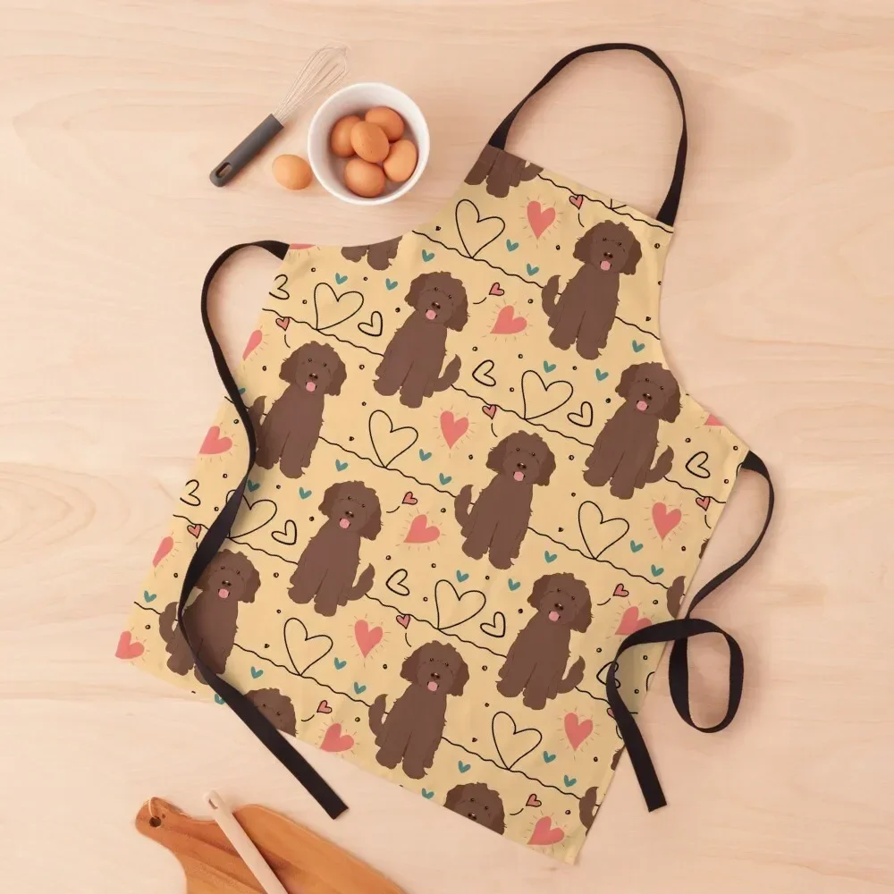 

LOVE Chocolate Brown Goldendoodle Dog Apron esthetician Kitchen Accessories 2022 Kitchen Items For Home Apron