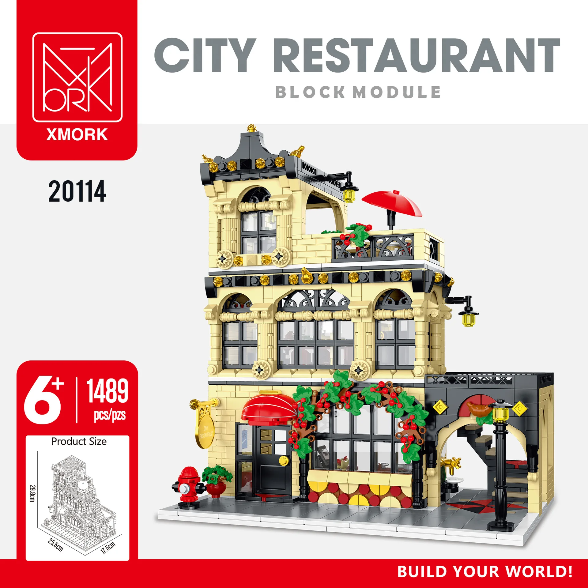 

Moke20114 City Restaurant Model Building blocks Street View MOC series boys DIY toy building blocks gift table decoration1489Pcs