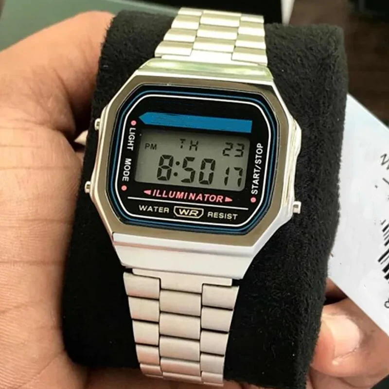 Women Men Watch Gold Silver Vintage LED Digital Sports Military Wristwatches Electronic Digital Present Gift Male Promotion