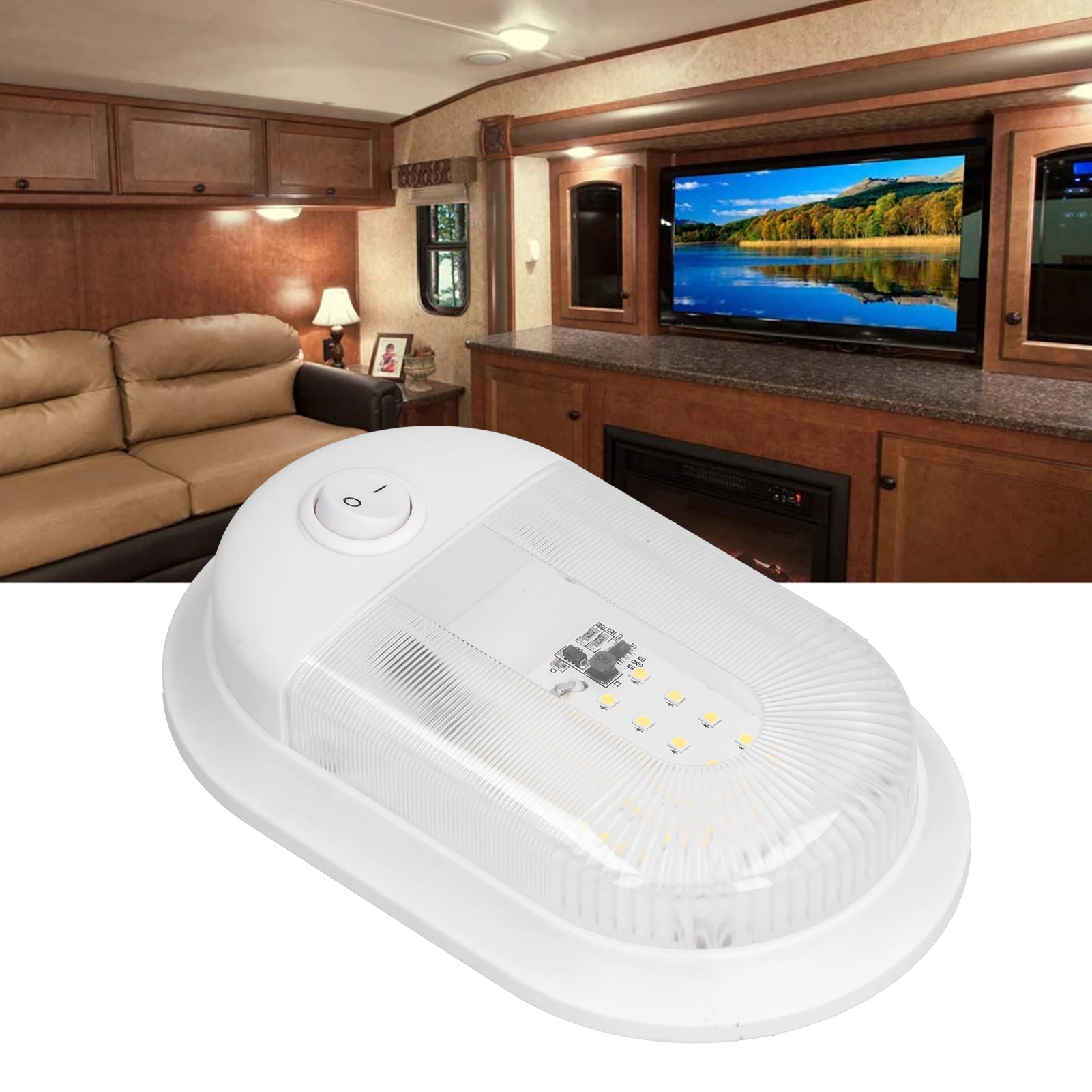 

LED RV Ceiling Dome Light 360lm Dome Replacement Lighting with On Off Switch for RVs Trailers Campers 10‑24V