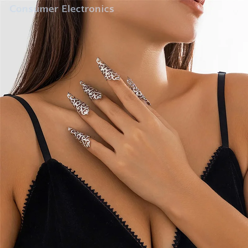 4Pcs Unique Gypsy Dubai Finger Adjustable Open Finger Rings For Women Trendy Vintage Punk Nail Ring Belly Dancer Cosplay Jewelry