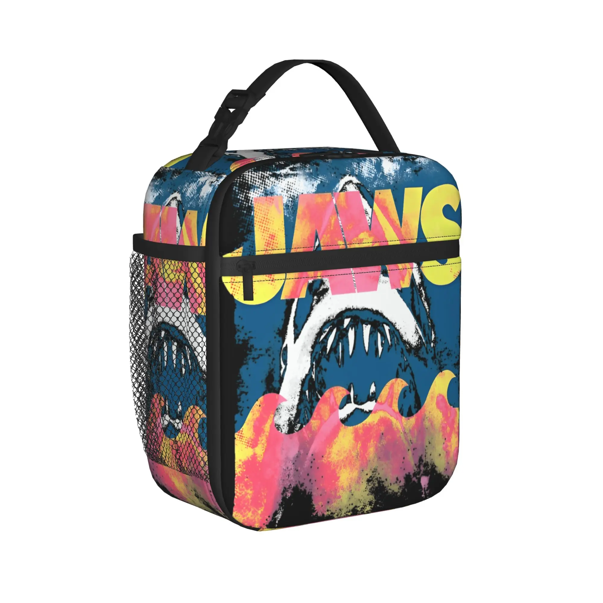 Jaws Distressed Artsy Poster Lunch Bag For Child  Picnic Print Lunch Box Funny Waterproof Thermal Tote Handbags