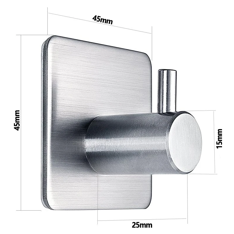 Stainless Steel Robe Hook Adhesive Wall Hook Towel Hook for Bathroom Kitchen Garage Heavy Duty Wall Mounted Kitchen Hardware