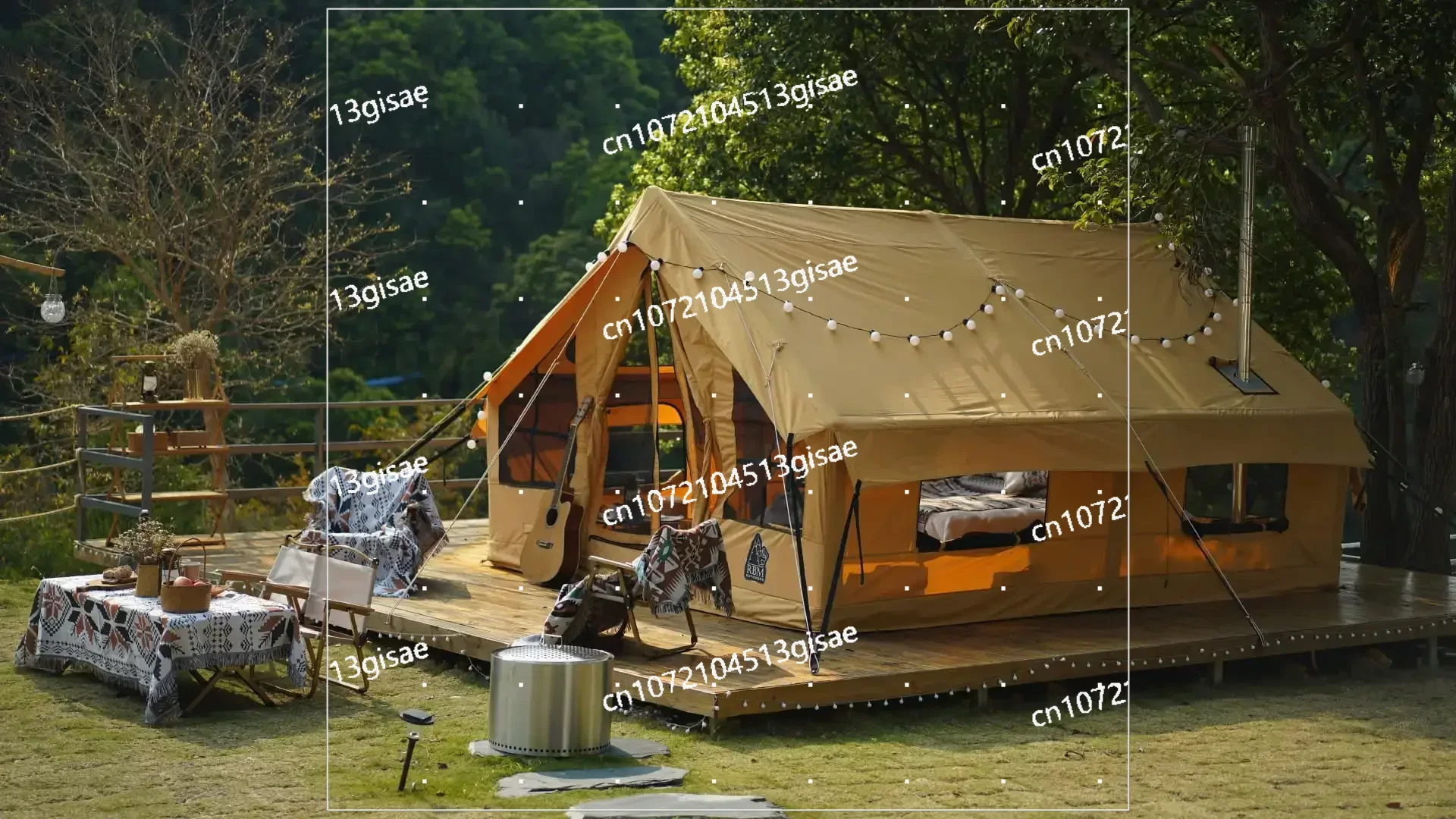 

Advanced "Panda Air" Large Outdoor Roof Tent is Most Suitable for 1-6 People Camping Air Pole Cotton Tent Family Gathering