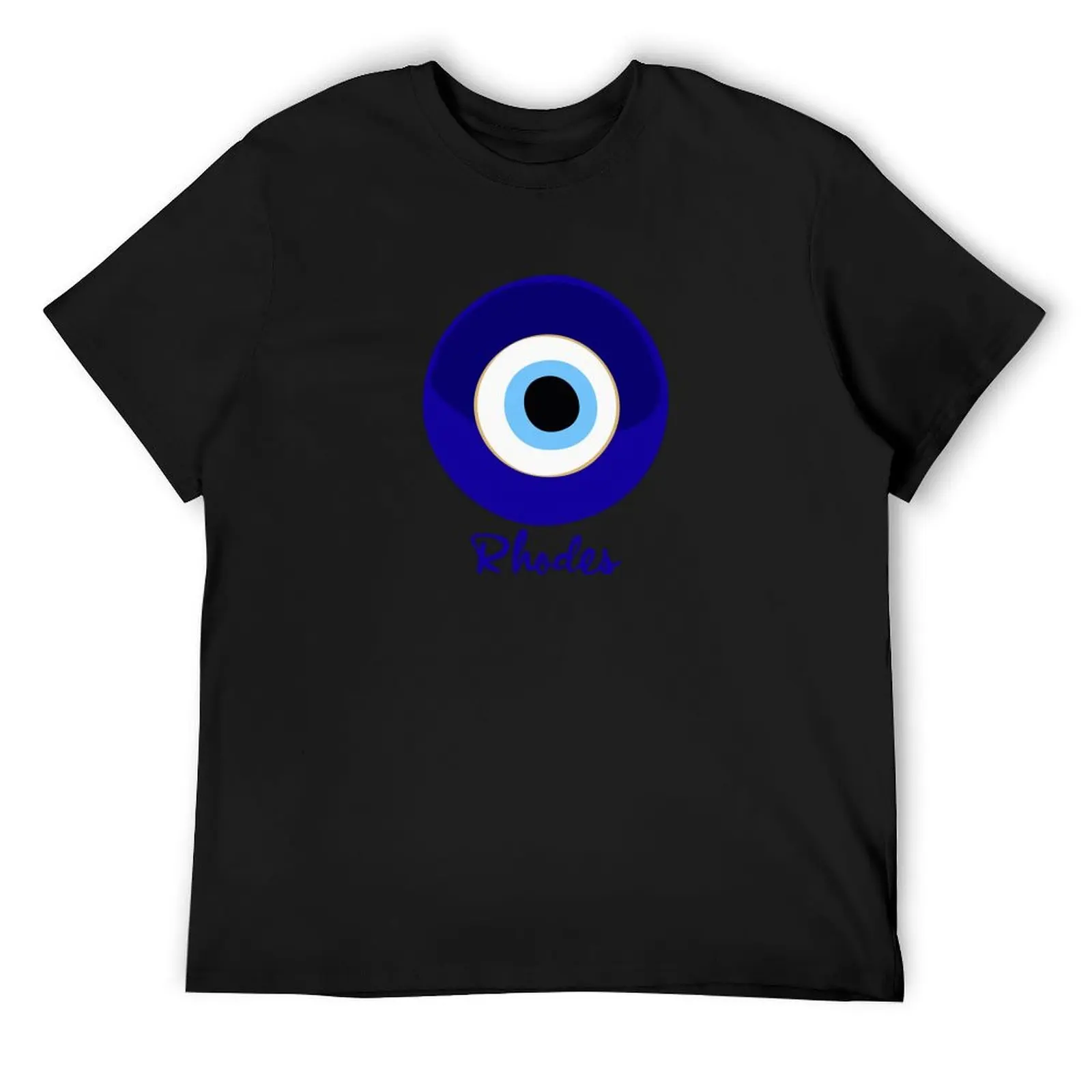 

RHODES - GREECE, EVIL EYE, Mati blue white. T-Shirt summer top oversizeds sports fans men t shirt