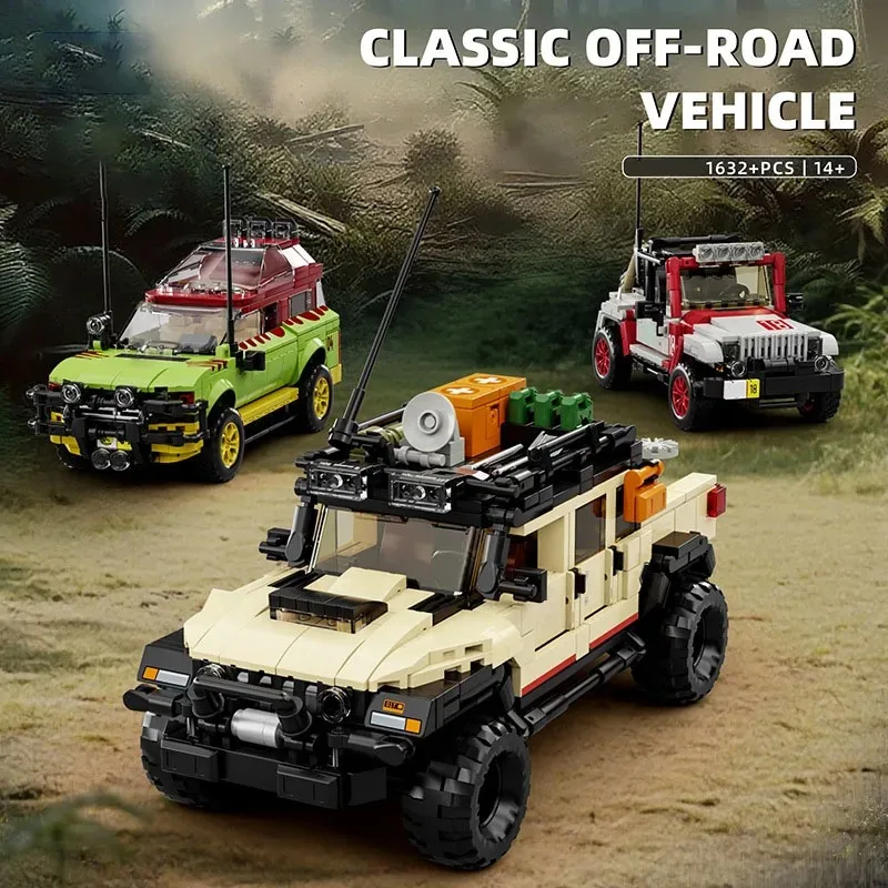 1632PCS Set van 3 Dinosaur Park Klassieke Off Road Voertuig Bouwstenen Set Technische Touris Bus Auto Bakstenen Jongens Kinderen speelgoed Gift