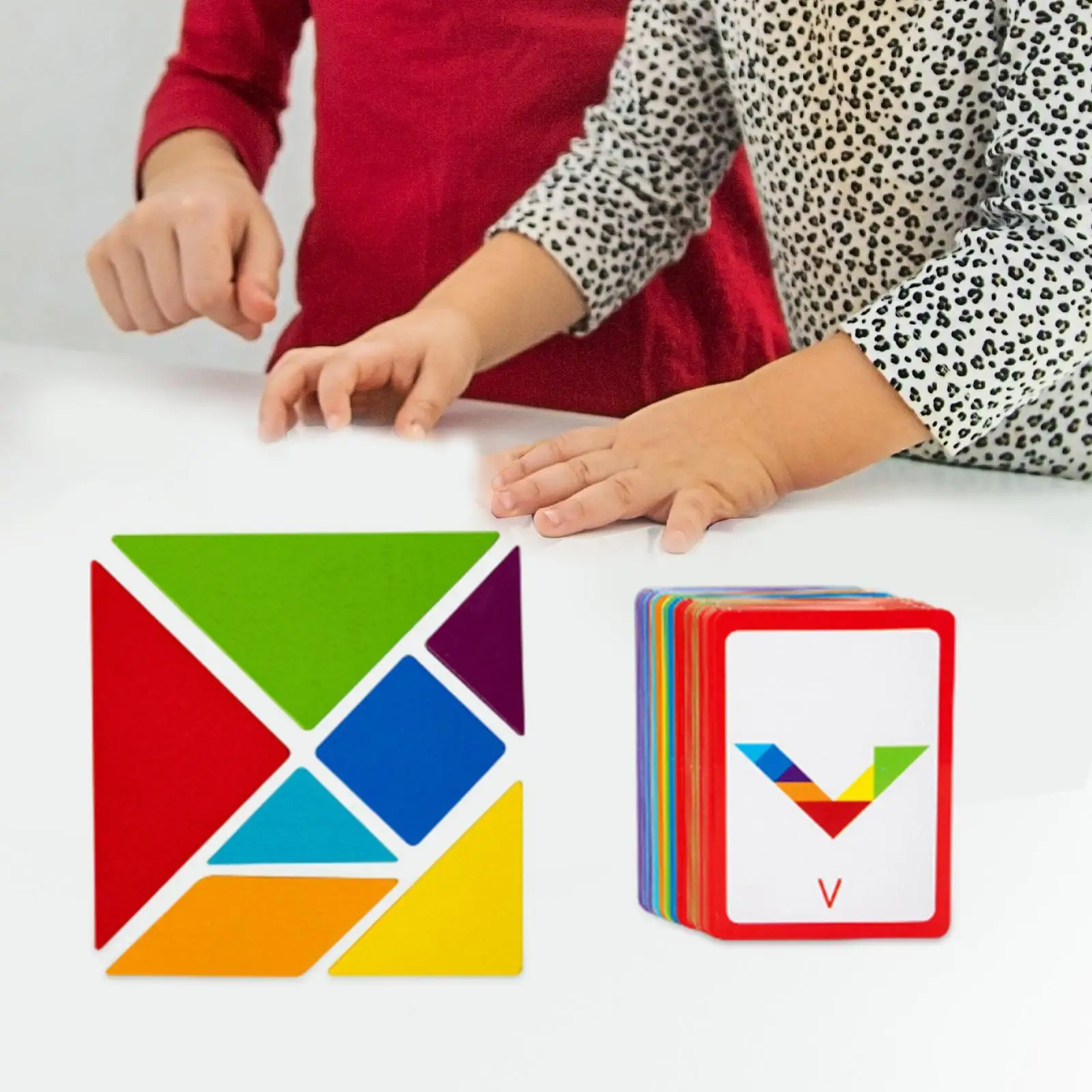 Houten Tangram Legpuzzels voor Kinderen Geschenken met Kaarten 3D IQ Spel Kleuterschool Kinderen Puzzel Blok Familie Bordspellen