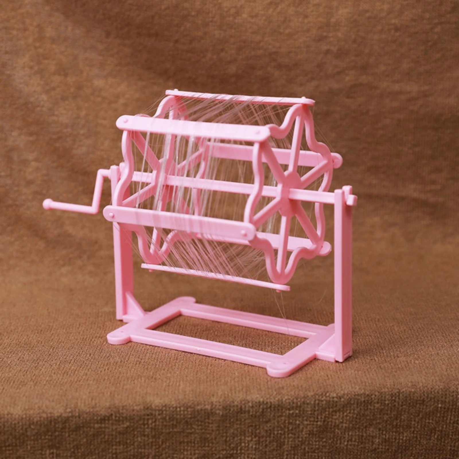 Máquina Manual de Desenredar y Enrollar Sedas de Gusano de Seda, Tipo Mesa, Color Rosa