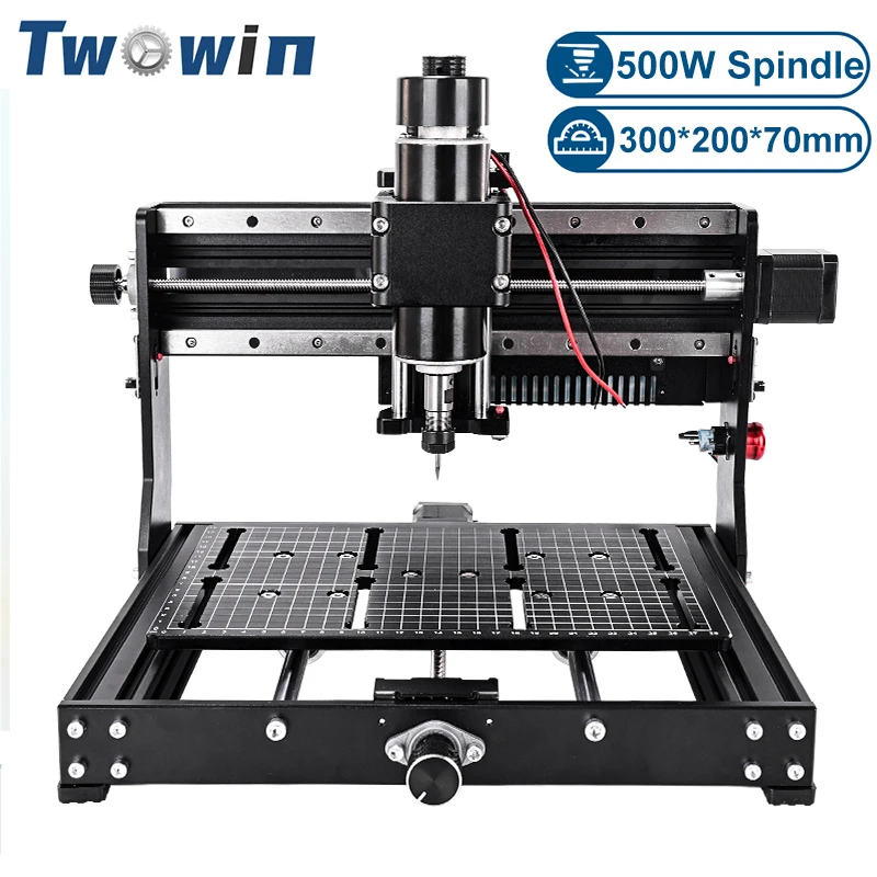 TWOWIN 500W CNC Engraver Machine 3020 Plus Milling Router Laser Engraving Cutting Machine For Wood Metal With Offline Control