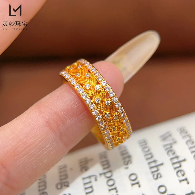 Women's Wheat Ear Open Ring, 24K Gold, AU999 | 