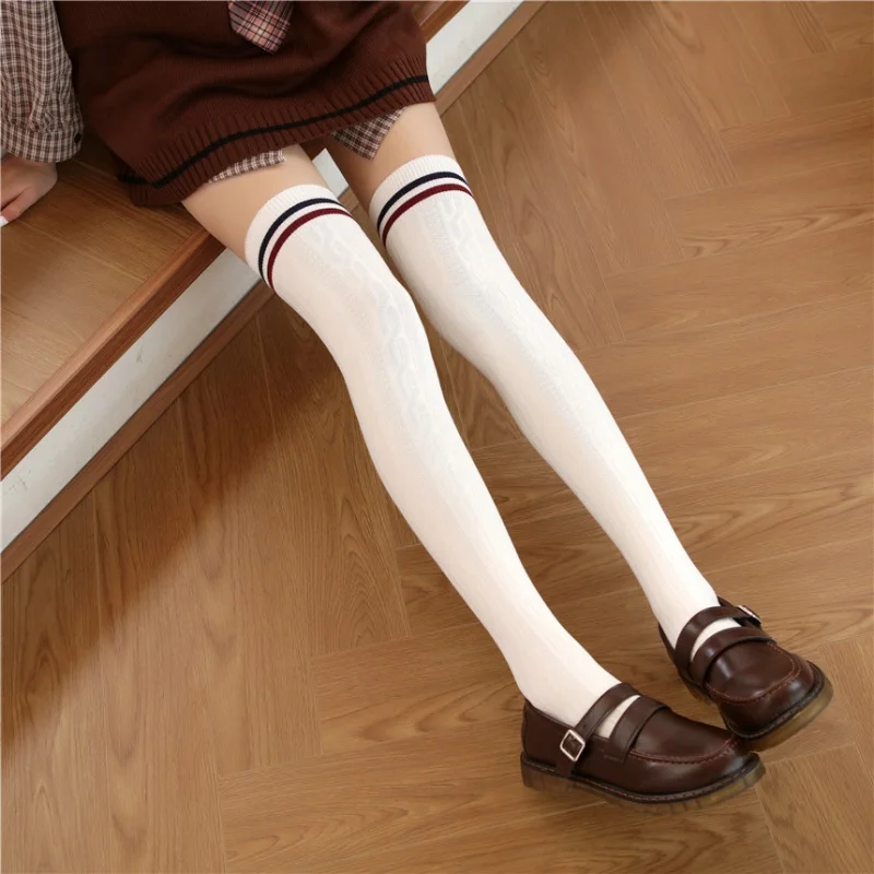 Knee Socks Children's Stockings Twist Vertical Stripes Two-Bar Knee High Socks