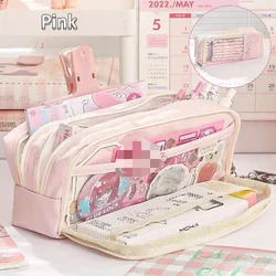 5-Layer Transparent Pencil Bag With Large Capacity Stationery Storage Box Lightweight School Supplies Pencil Case For Girls