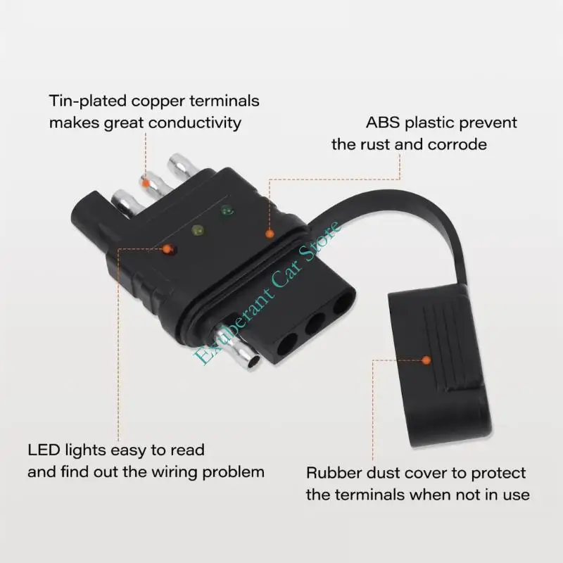 Small 4 Wire Trailer Plugs Tester with Real Time LED Feedback 4 Pin Trailer Connector Tester for Easy Troubleshooting