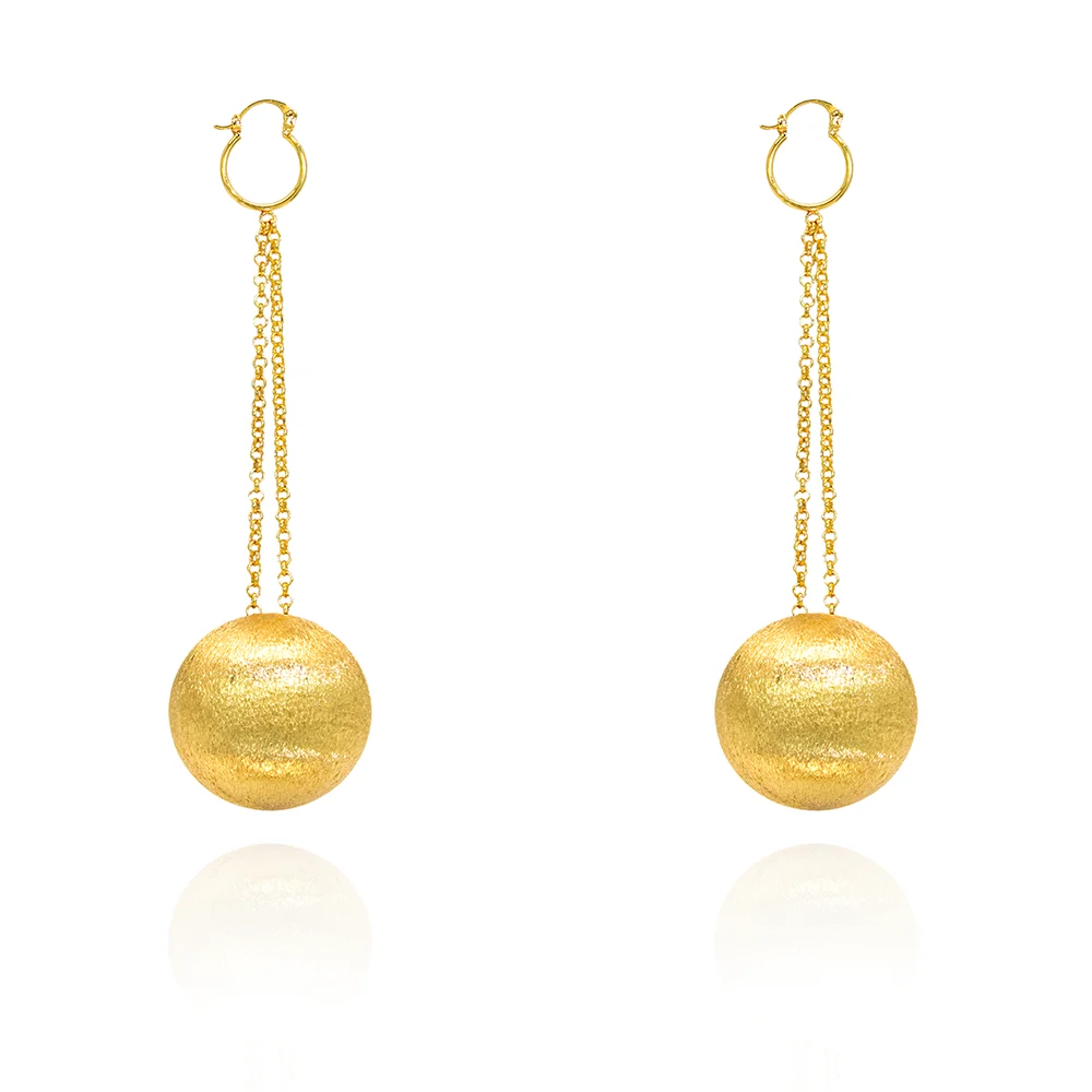 

YTJX 3.3cm Big Round Ball Earrings 18K Gold Color Long Chain Earring Frosted Texture Jewelry For Women Birthday Gift 2026 New