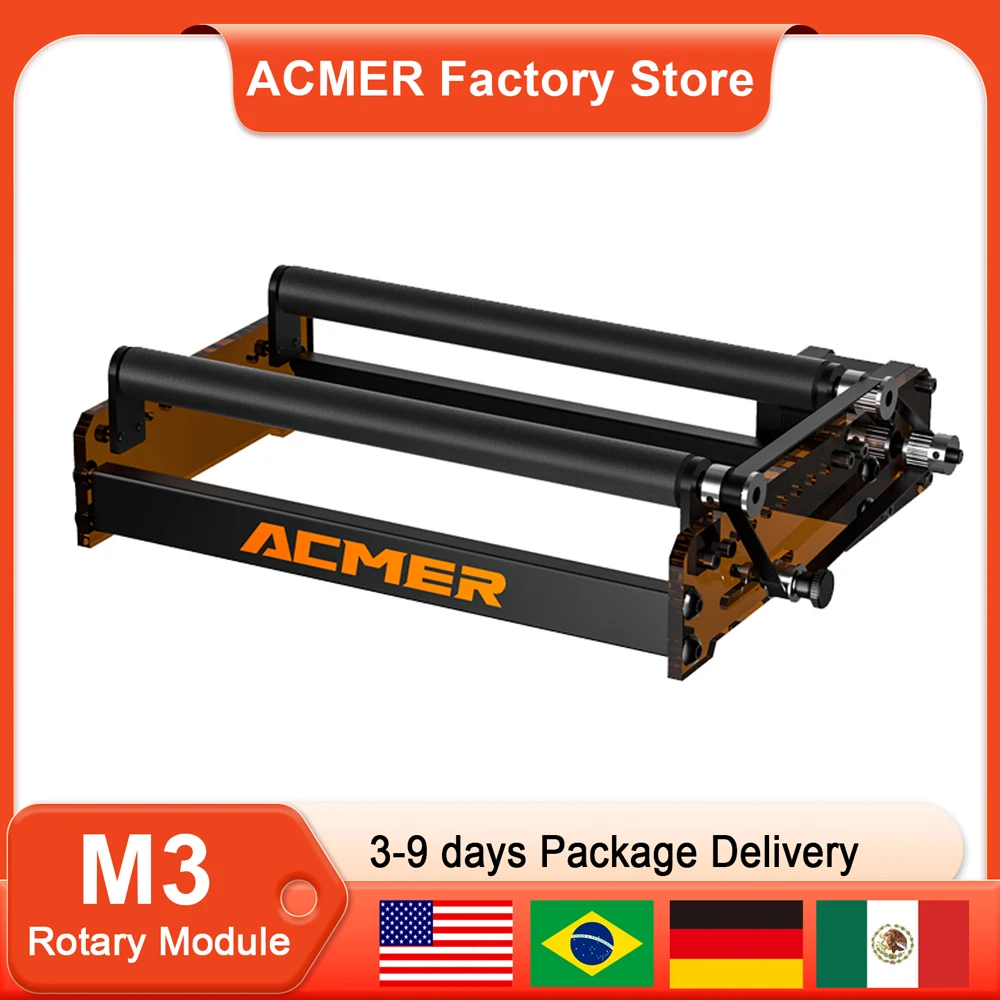 ACMER M3 Laser Engraver Rotary Rolle for Cylindrical Objects  Cwith 360° Rotating Engraving Axis Tools for ORTUR XTOOL ATOMSTACK