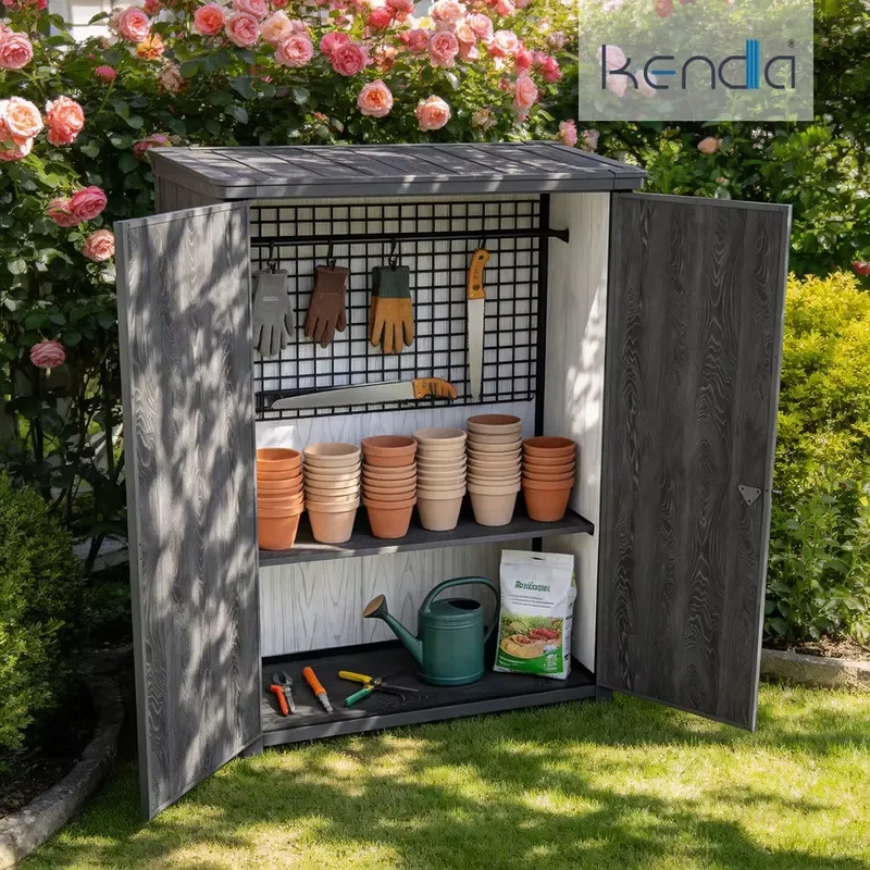Kenda Vertical Plastic Storage Cabinet Waterproof UV Resistant Lockable Double Door Cabinet for Gears