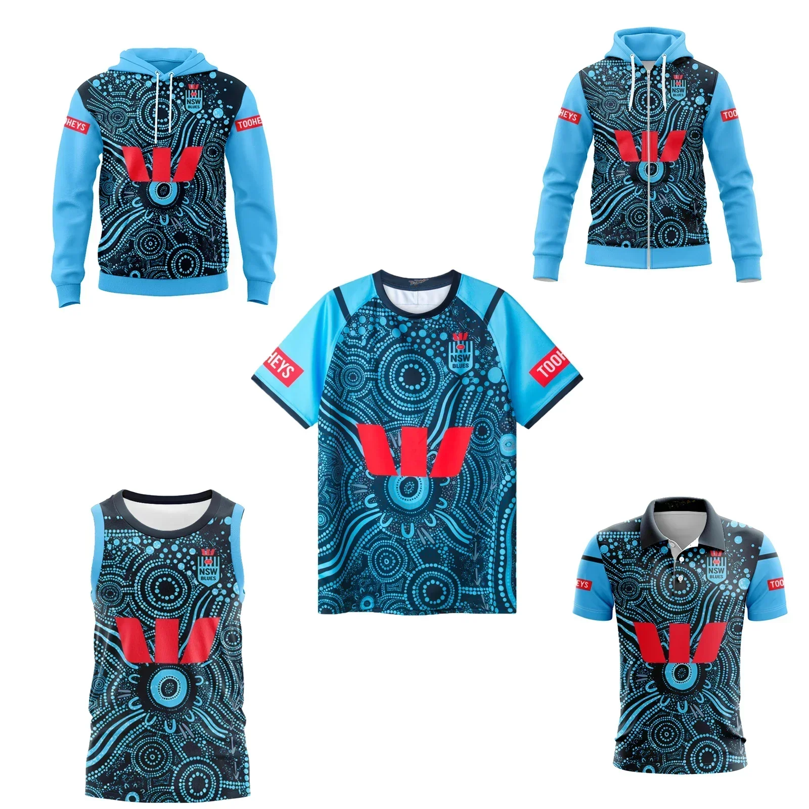 2024 NSW BLUES STATE OF ORIGIN رجل الأصليين الرجبي جيرسي سترة هوديس تخصيص