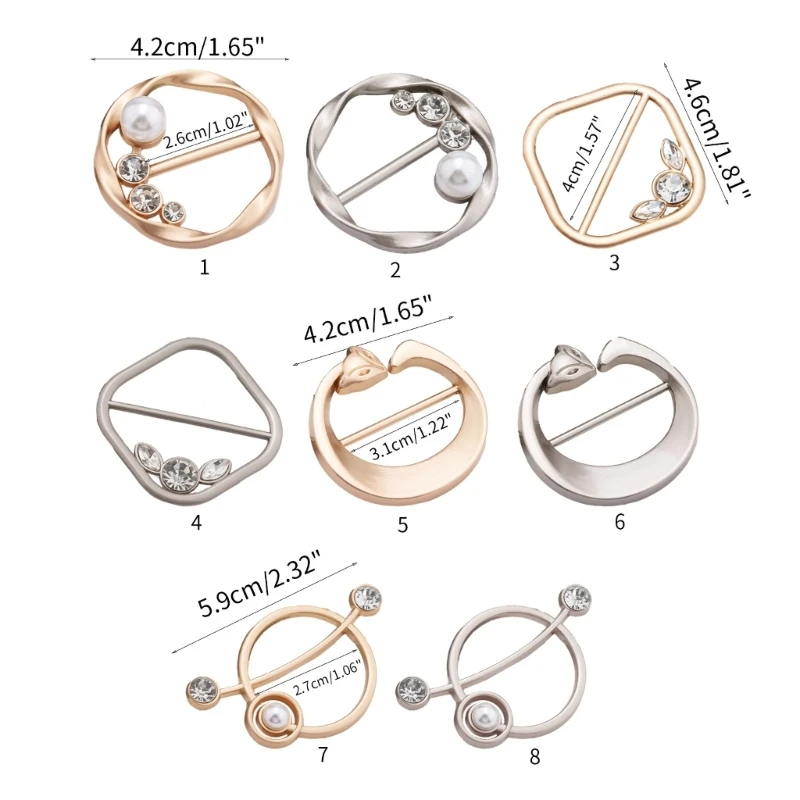 50JB Metal Corner Hem Waist Knotted Brooches for Women Vintage Round Brooch Clip Dress Shirt Brooch Decorative Brooch Ring