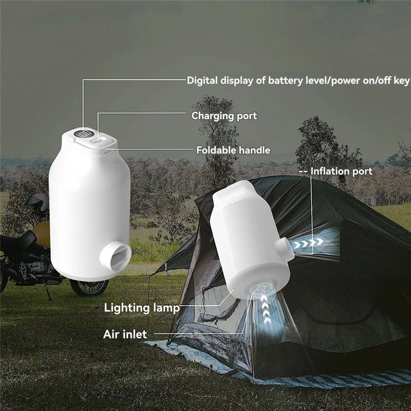 

【Berserkk】Portable Air Pump Camping Lantern Mini Electric Air Pump For Inflatable Mattress, Air Bed, Swimming Ring