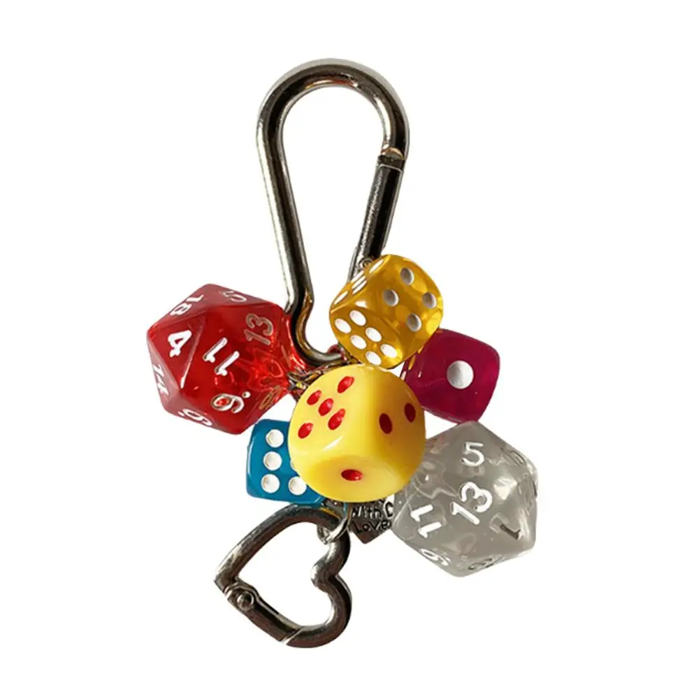 Funny Backpack Decoration Creative Car Key Holder Hanging Pendant Colourful Dice Keychain Bag Pendant Men Women Key Rings