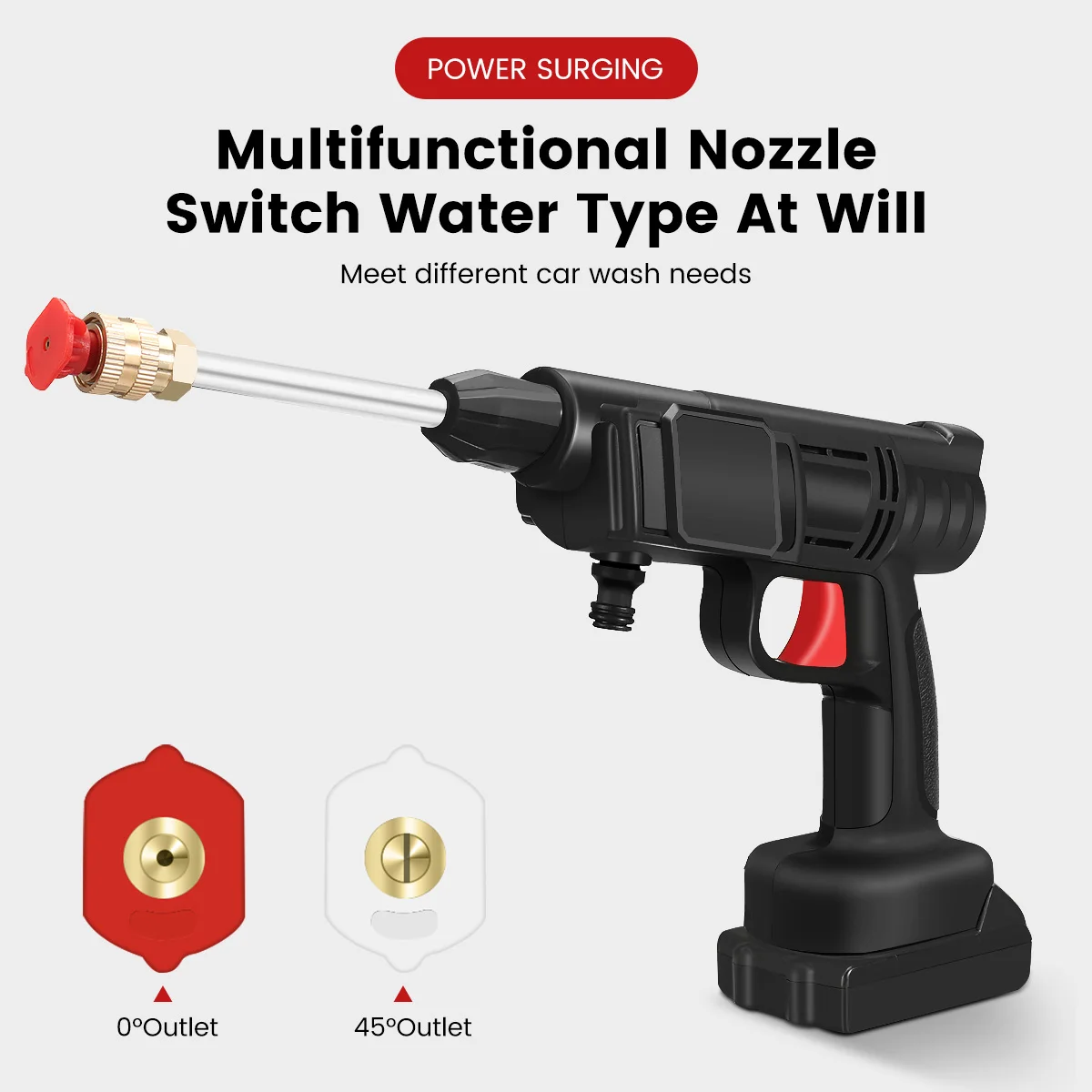 New 2000mAh Cordless High Pressure Washer Spray Water Gun Car Wash Pressure Water Nozzle Cleaning Machine for Makit 18V Battery