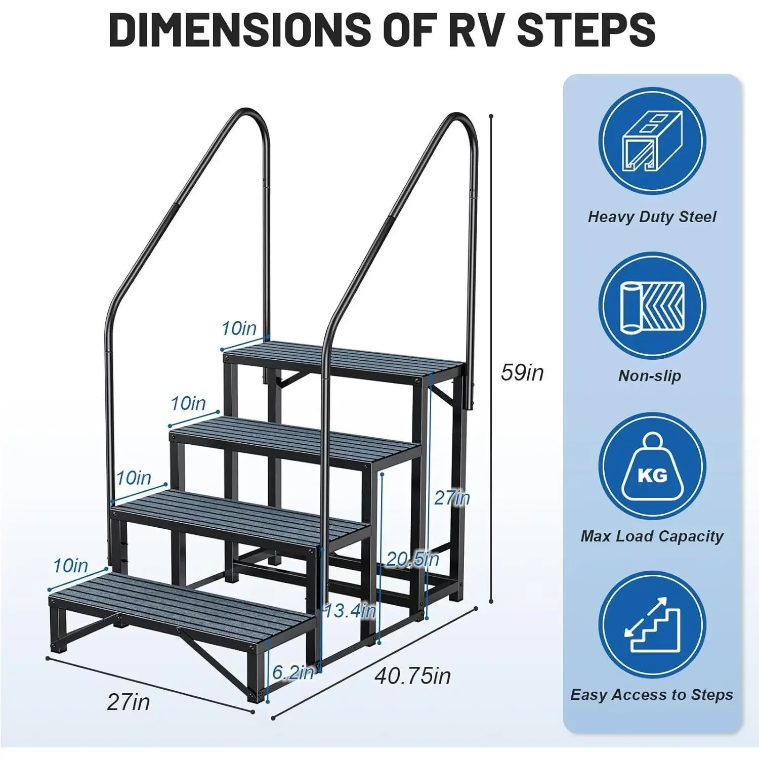 W_RV-Stufen, Spa-Stufen mit Handlauf – Whirlpool-Stufen, Anhänger-Stufen, mobile Heimtreppen für 5-Rad-Wohnmobil, Anhänger, Whirlpool,
