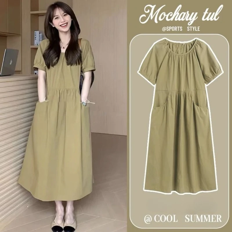 vestido-de-gravidez-manga-lanterna-camisas-femininas-vestido-rendas-ate-solido-casual-solto-em-linha-reta-vestido-longo-verao-das-mulheres-gravidas