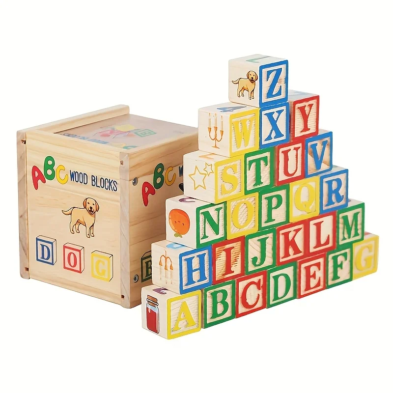 15/27/48pcs Colorful Wooden Alphabet Letter of Number Building Blocks Educational Toys for Children, Featuring Number Icons Safe