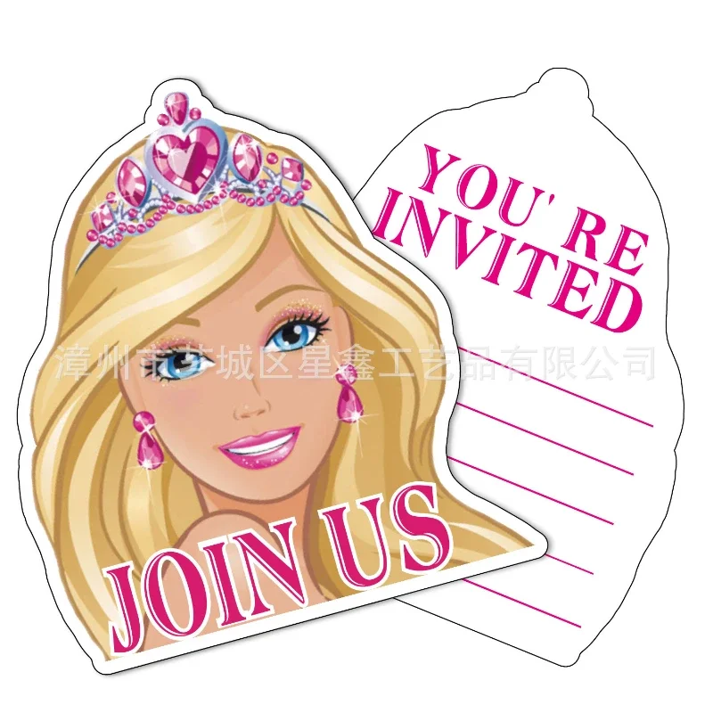 

Girls Favors Barbie Invitation Cards Theme Happy Birthday Baby Shower Decorations Barbie Letter Envelope Party Holiday Supplies