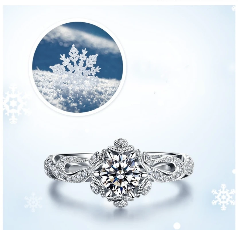 Luxury 925 Sterling Silver Classic Ring Six Claw Jewelry 120ct Vintage Hollowed Out Ring with Ice/Fire Elements Women's Ring