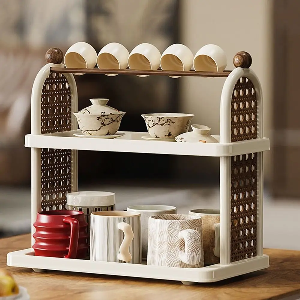 

Multifunctional Plastic Cup Holder Saving Space Large Capacity Coffee Cup Holder Anti-slip Cosmetics Storage Rack Apartment