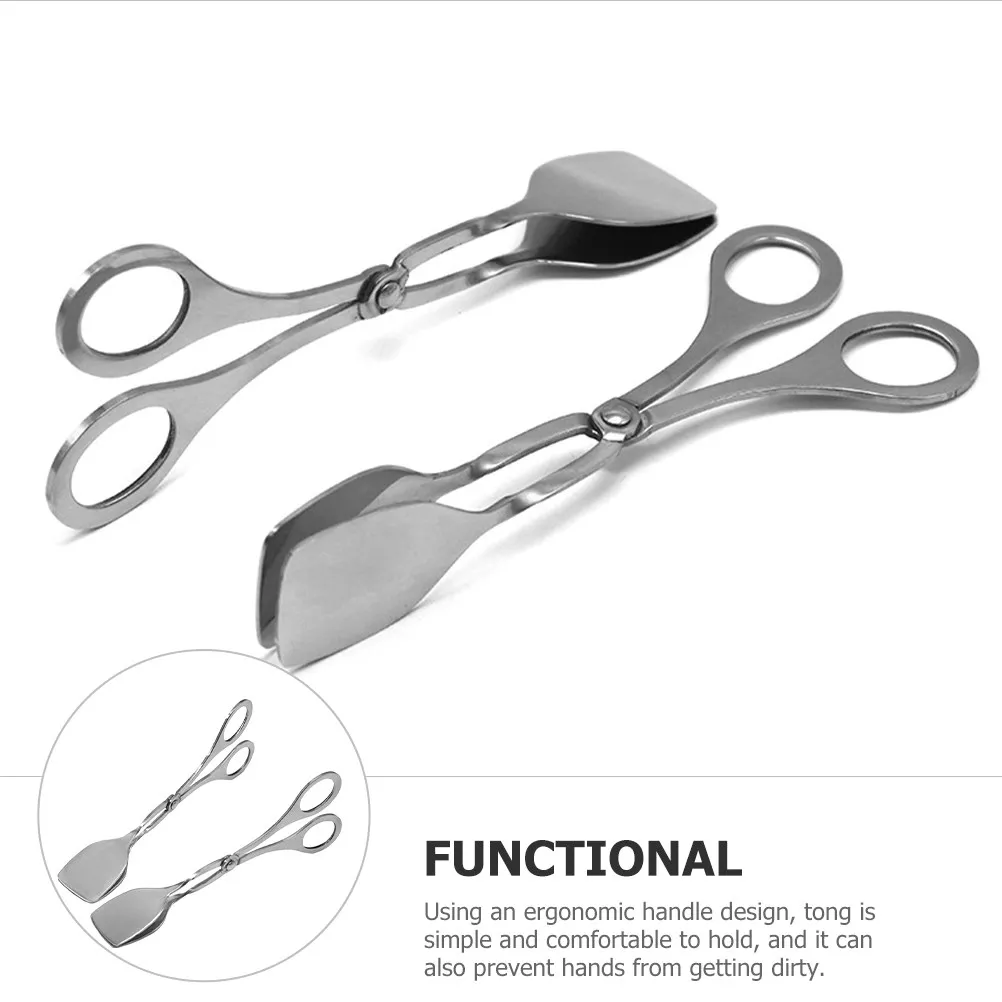 2Pcs Stainless Steel Kitchen Tongs Multi-Function Bbq Grill Steak Frying Meat Clamps Ergonomic Handle Food Serving Utensils