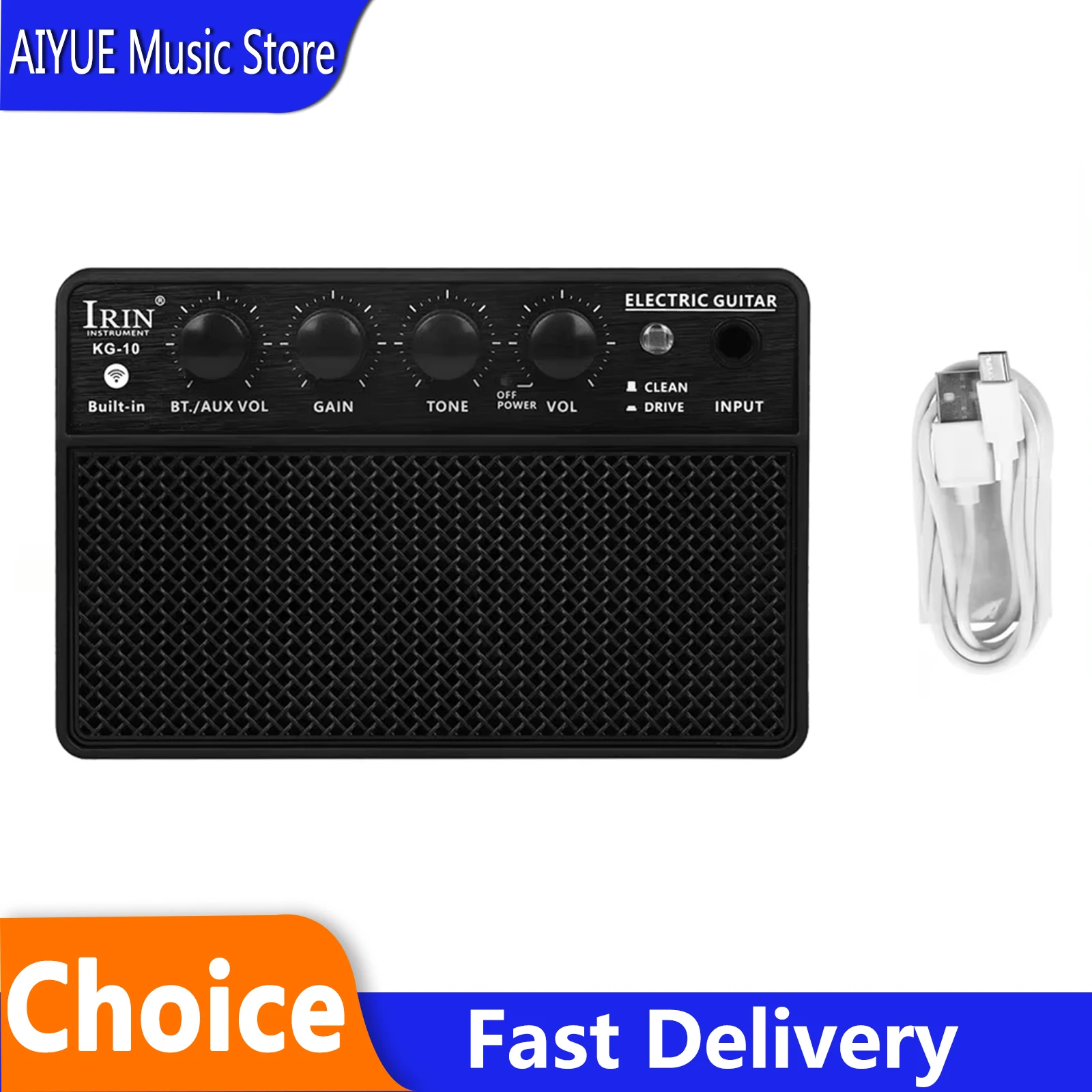 

Портативный мини-усилитель звука IRIN KG-10 для электрогитары и бас-гитары, 10 Вт, 6,35 мм, перезаряжаемый, комплектующие для гитарных усилителей
