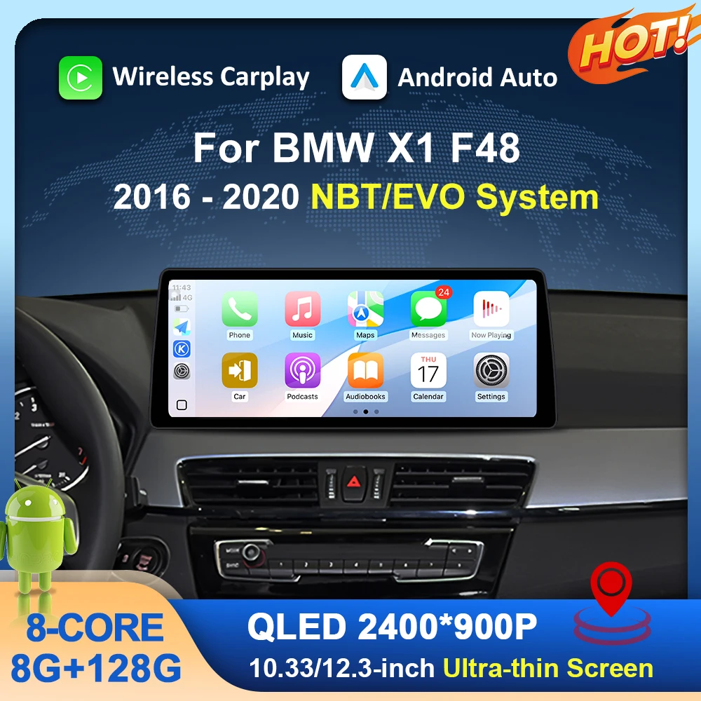 GPS Navi For BMW X1 F48 2016 - 2020 NBT EVO System Wireless CarPlay Android Auto Intelligent System QLED Touch Screen 4G WiFi BT